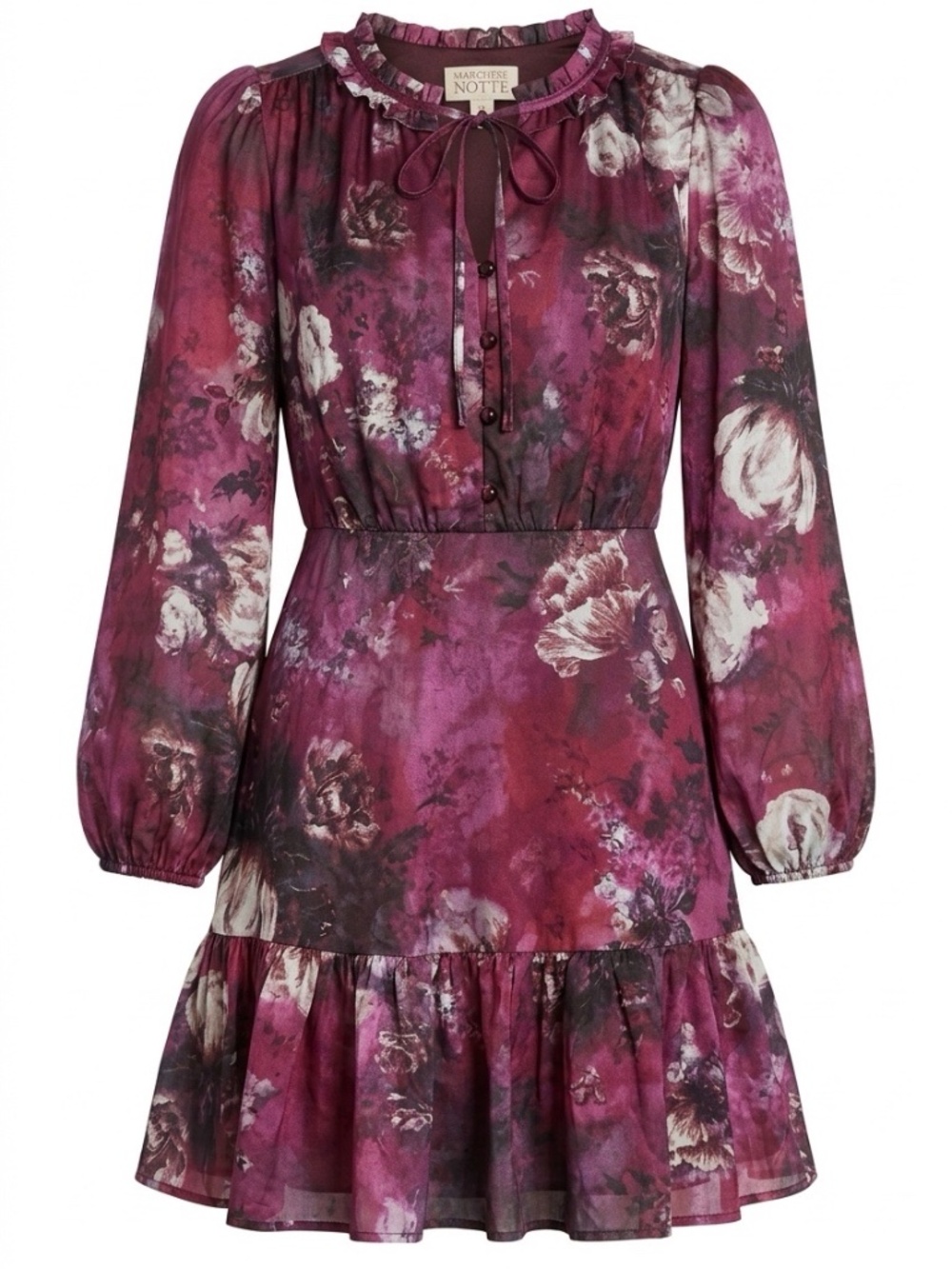 Marchesa Notte Mini Girl's Long-Sleeve Floral-Print Dress - size 10